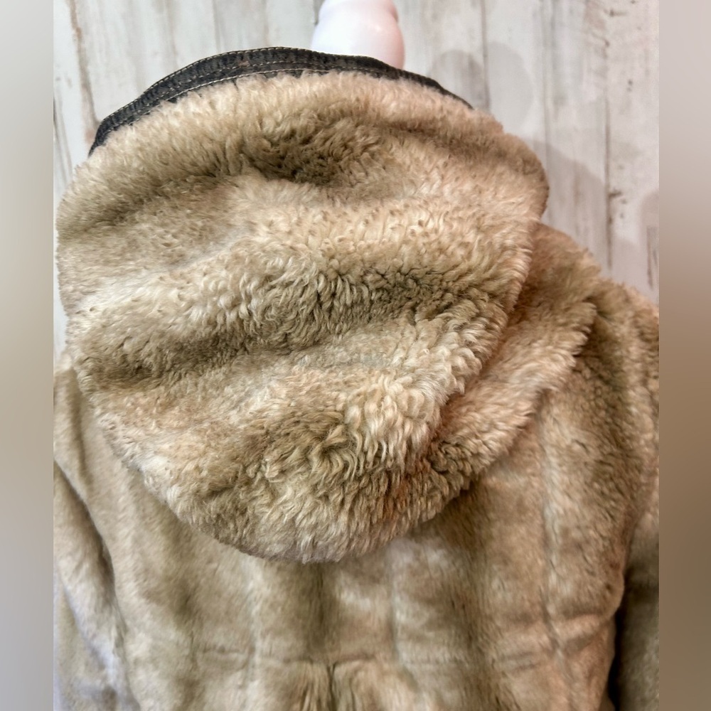 Juicy Couture Faux Fur Pleated Swing Jacket Y2K Brown Gold J Zip Size S - Picture 7 of 11